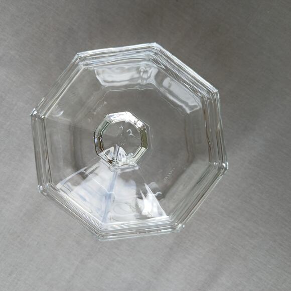 Arcoroc France Octagonal Clear Glass Covered Dish display Vintage 80s potpourri - Picture 6 of 12
